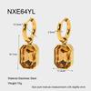 European and American retro high-end geometric sugar cube, zircon earrings, ear buckles plated with 18k gold stainless steel commuter versatile