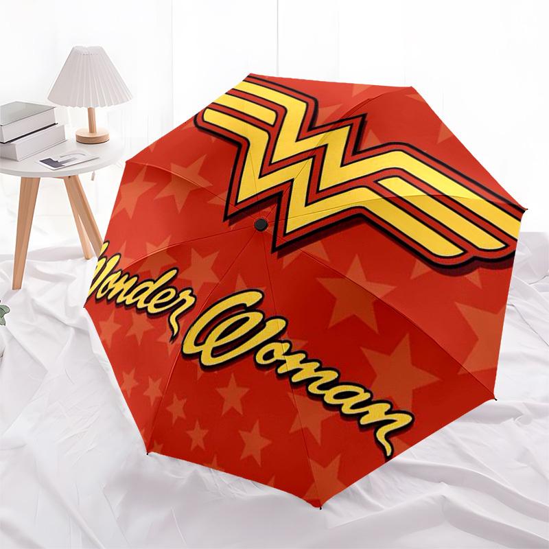 1pc Wonder Woman Symbol Umbrella with Plastic Handle,Cartoon Pattern,Suitable for All Seasons Multi-functional Umbrella428