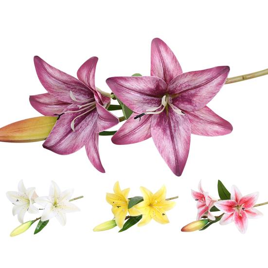 1шт искусственный цветок ветка яркий легко поддерживать пластик красивый шелковый букет лилий декор для свадьбы