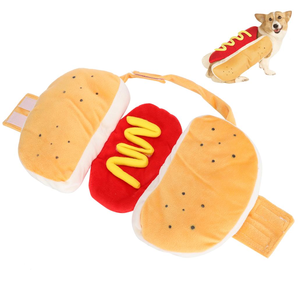 Хлопок желтый Pet Hot Dog Dress Гамбургер Одежда Теплая одежда Принадлежности для собак