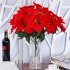 High Quality Large Real Touch Faux Felt Red Poinsettia Bouquet Christmas Simulation Flower Living Room Party Decoration Supplies