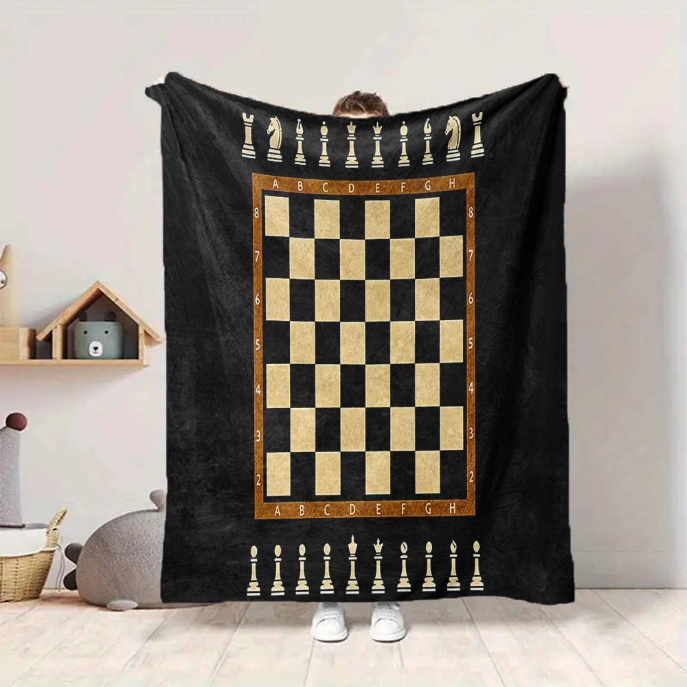 1Pc Chess Strategy Game Blanket Soft And Comfortable Casual Warm Camping Travel Christmas Halloween Xmas Gift M928102