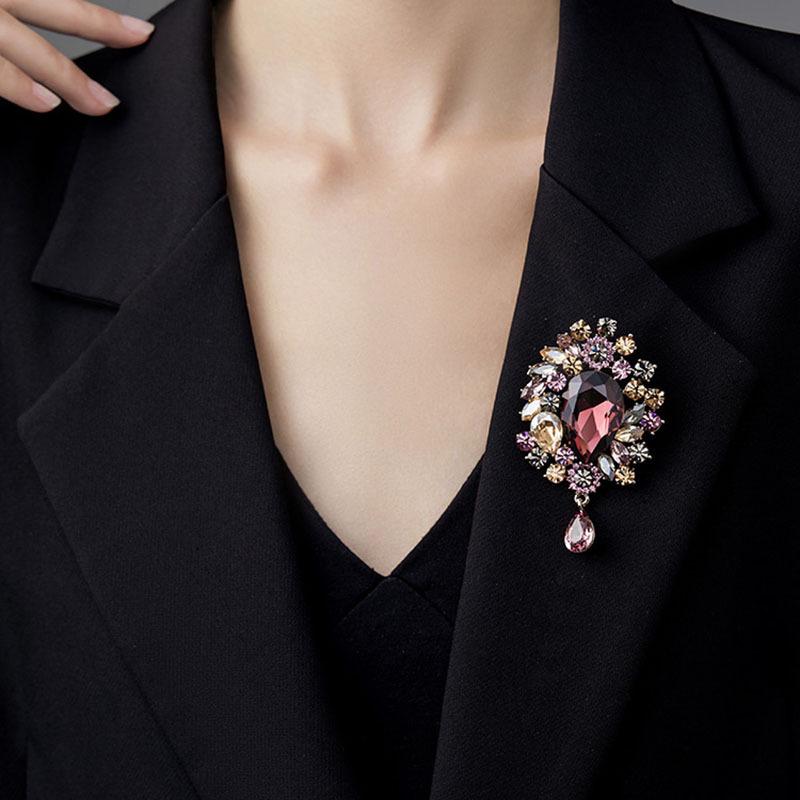 Высококлассная ретро брошь-кристалл в виде цветка: Универсальный, Модный и Изысканный Женский Аксессуар.