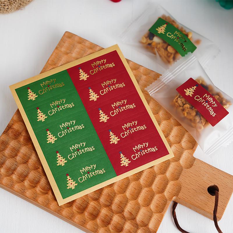 Christmas Cupcake Decoration Top Christmas Tree Reindeer Biscuit Packaging Merry Christmas Party Packaging Bag Decor Stickers