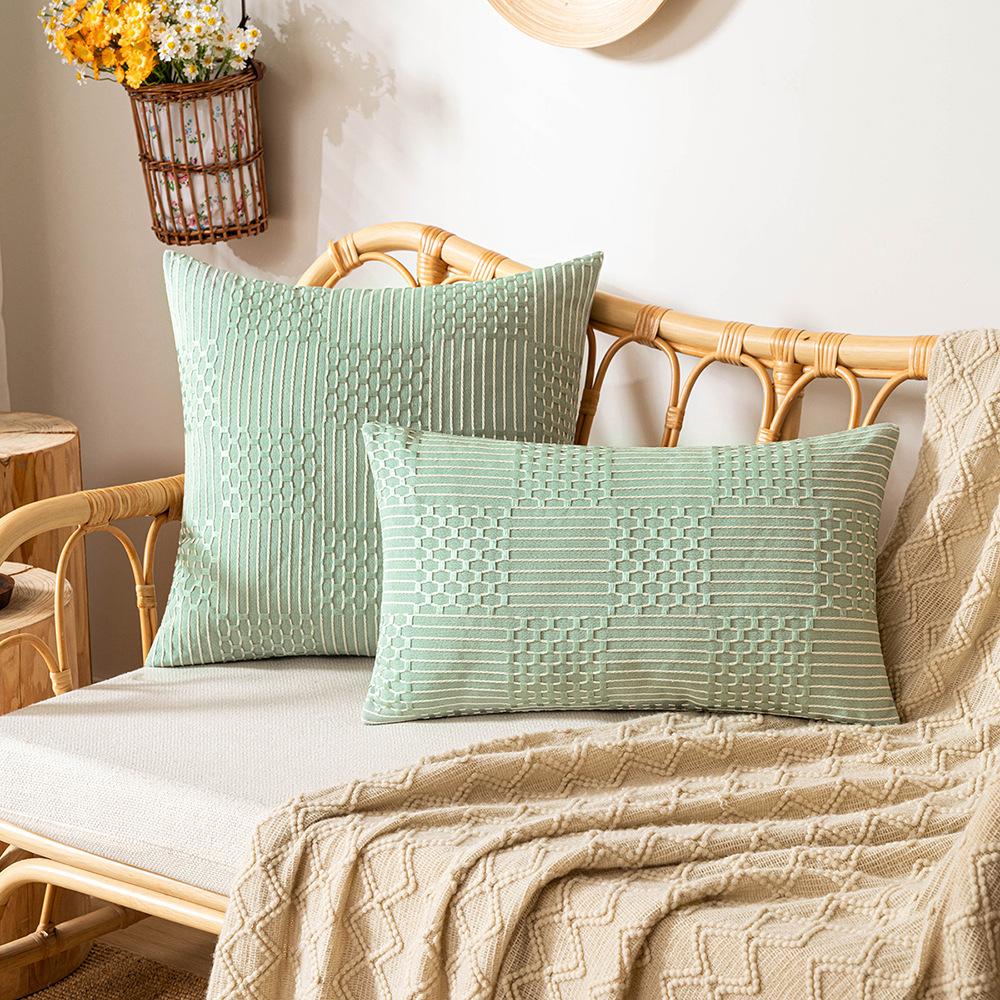 Двусторонняя жаккардовая наволочка, скандинавская плетеная, диванная подушка для гостиной, имитация хлопка и льна, простая вафельная, для прикроватной скамьи