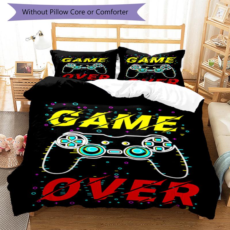 3pcs Game Controller Bedding Set Duvet Cover Closure Includes 1 Duvet Cover & 2 Pillowcases, Soft and Comfortable for All Seasons.