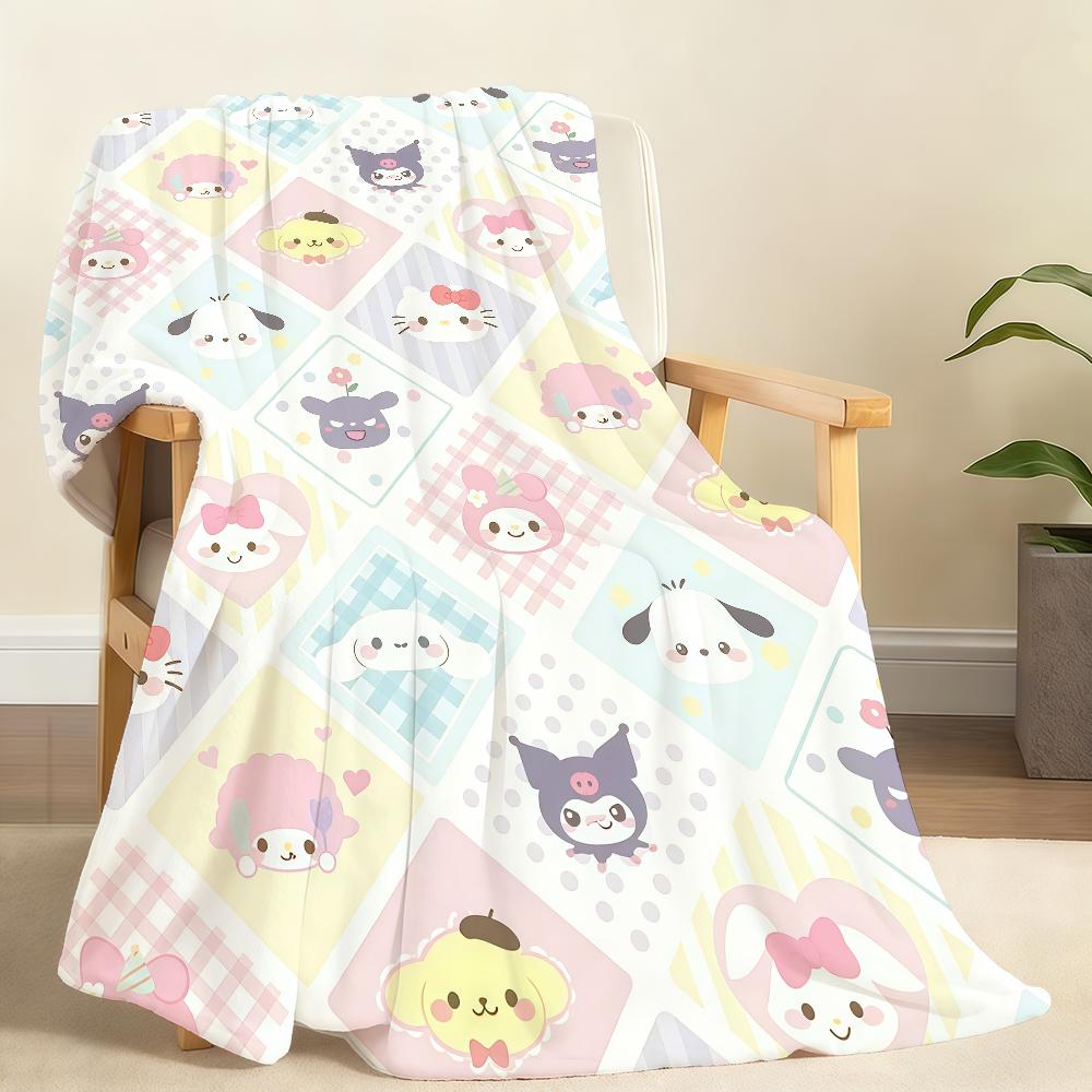 Kawaii S-sanrioS Chibi Blanket Soft Throw Blanket for Home Bedroom Bed Sofa Picnic Travel Office Rest Cover Blanket Gift