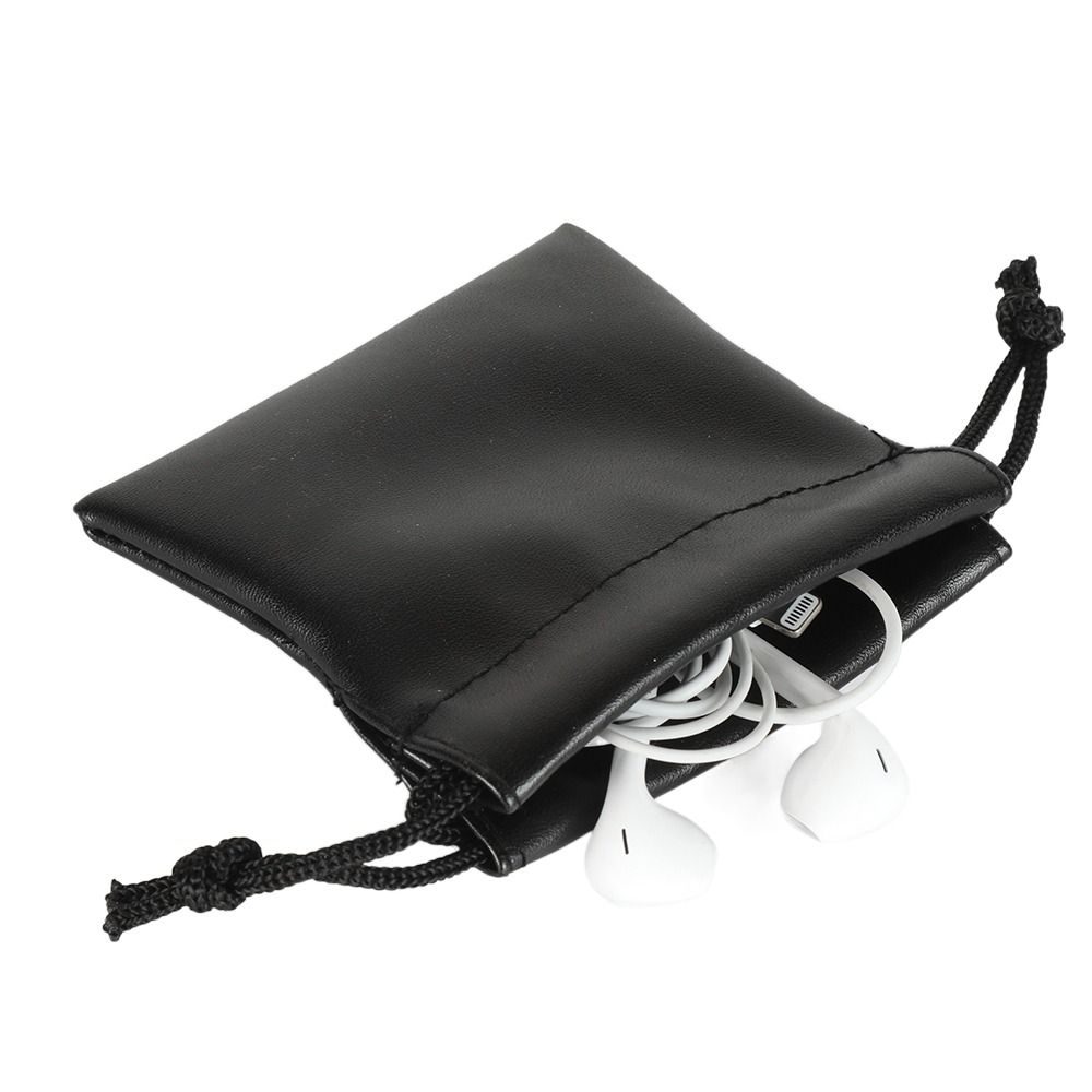 PU Leather Headset Bag Draw String Bag Earphone Cable Pouch Multi-functional Headphone Bags Makeup