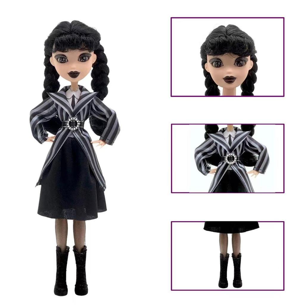 25 см Wednesday Addams Милая фигурка Детские игрушки Семейка Аддамс Аниме BJD Кукла Украшение комнаты DIY Модель Подарки на день рождения