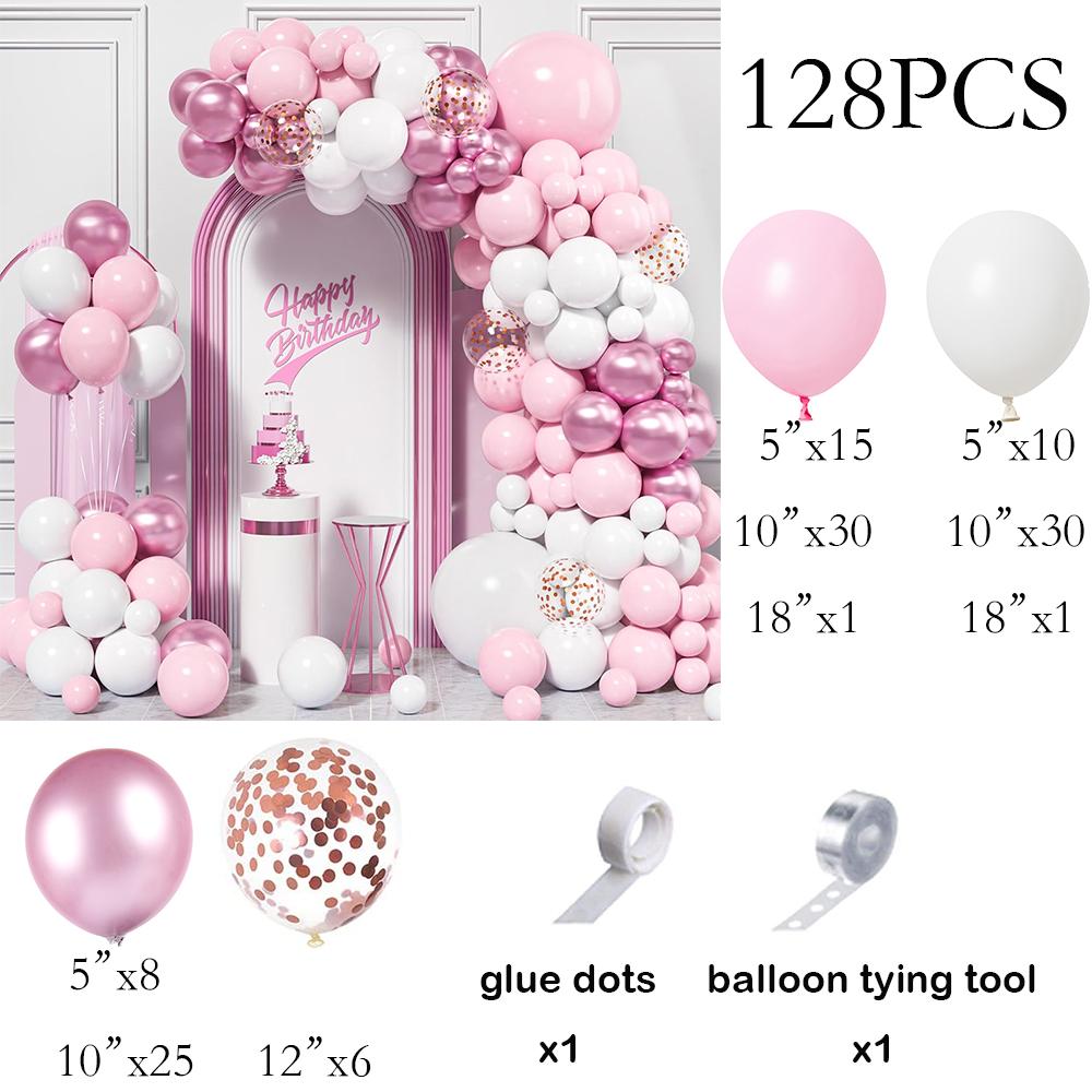 Pink Balloon Arch Kit White Metallic Pink Confetti Balloons Garland Wedding Baby Shower Gender Reveal Birthday Party Decoration