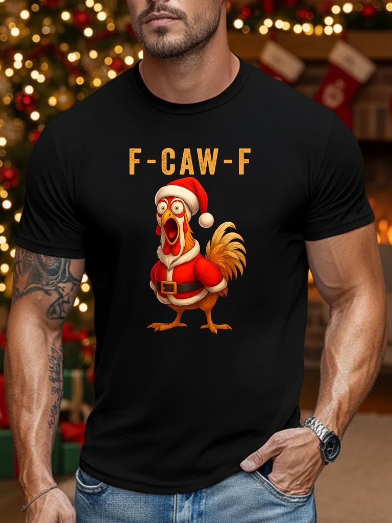 Funny Christmas Santa Chicken F-CAW-F Rooster T-Shirt