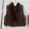 Time pine forest autumn and winter new thin short car strips fox fur vest jacket women's fur vest