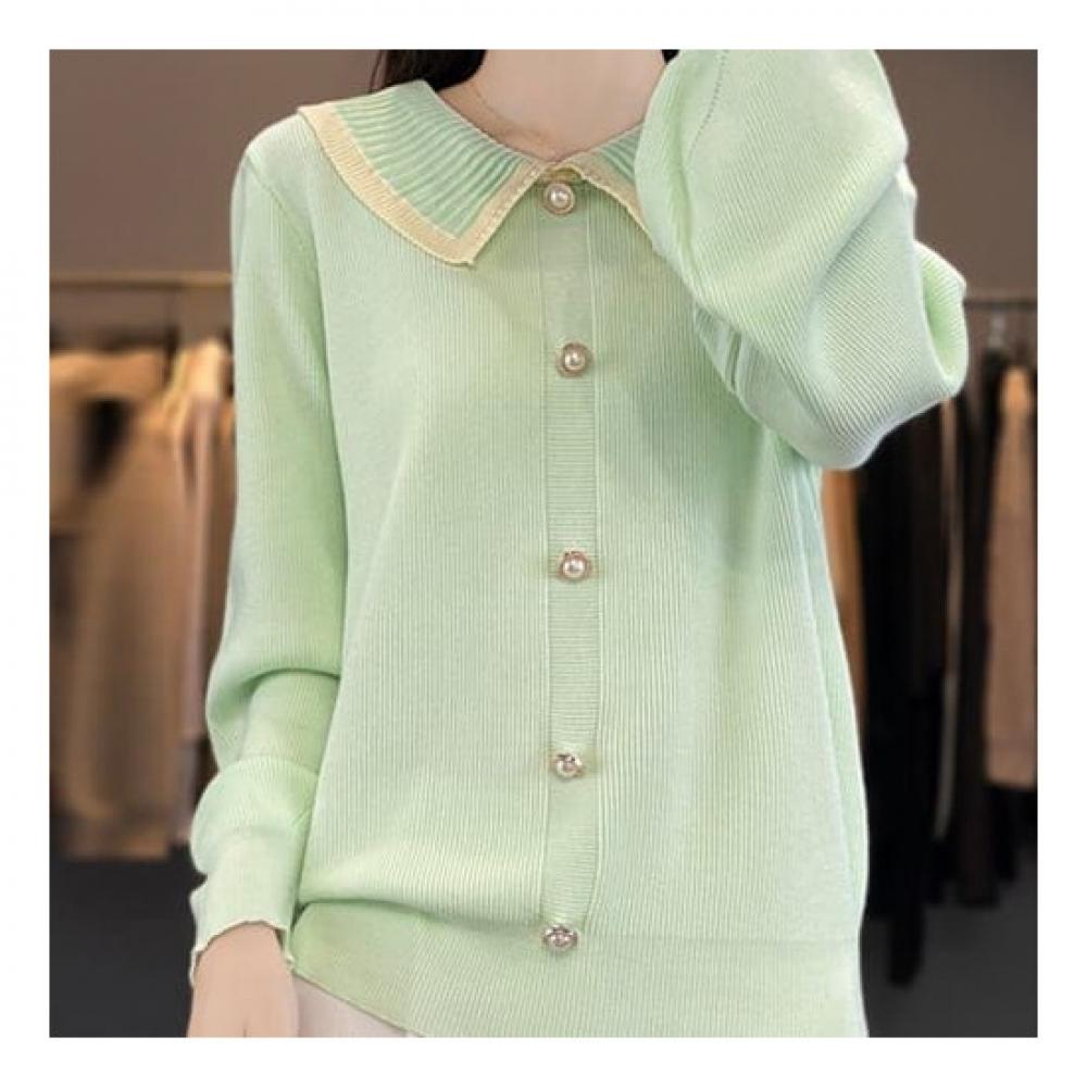 Navava Long Sleeve KniT T shirT wiTh sofT buTTon poinT Collar Nk2326