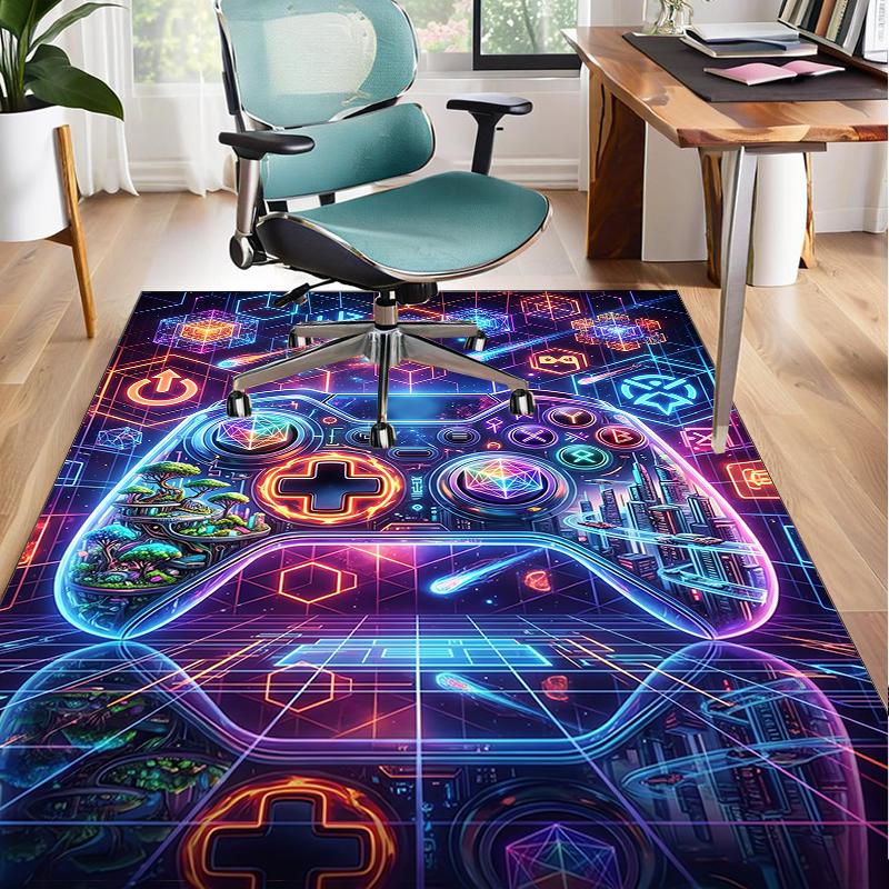 Неоновый игровой контроллер, офисный коврик, подставка под кресло, ковер для игры, подходит для прихожей, спальни, гостиной, рабочего стола, праздничный подарок