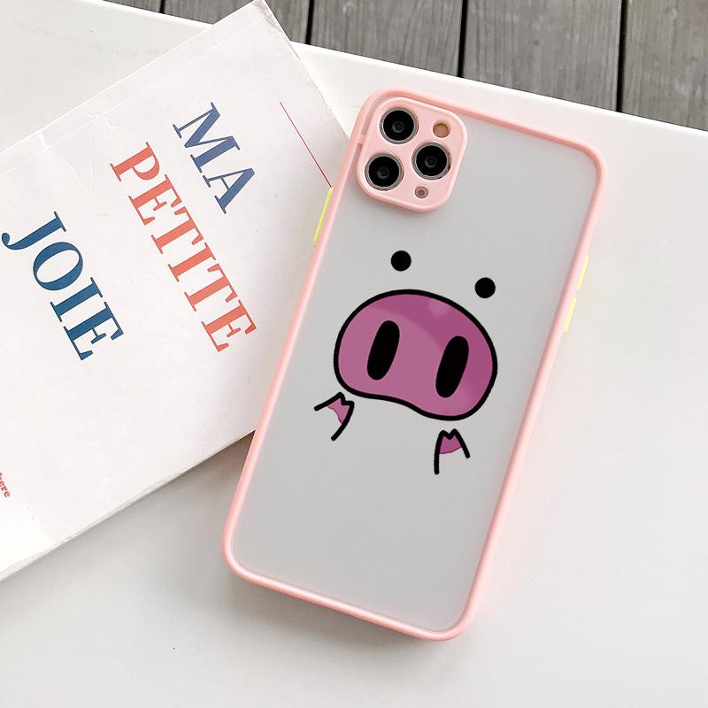 Бампер Чехол для Телефона Для iPhone 16 12 11 14 13 15 Pro Max 16 7 8 Plus SE2020 X XR XS Милый Мультяшный Свинья Защита Камеры Задняя Крышка