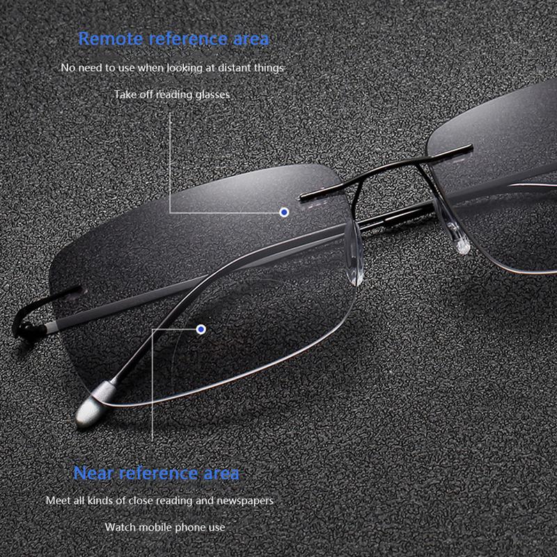 Men Business Anti-blue Light Reading Sunglasses Progresive Multifocal Reading Presbyopia Eyewear Near&Far Sighted Eyeglasses Dioptric