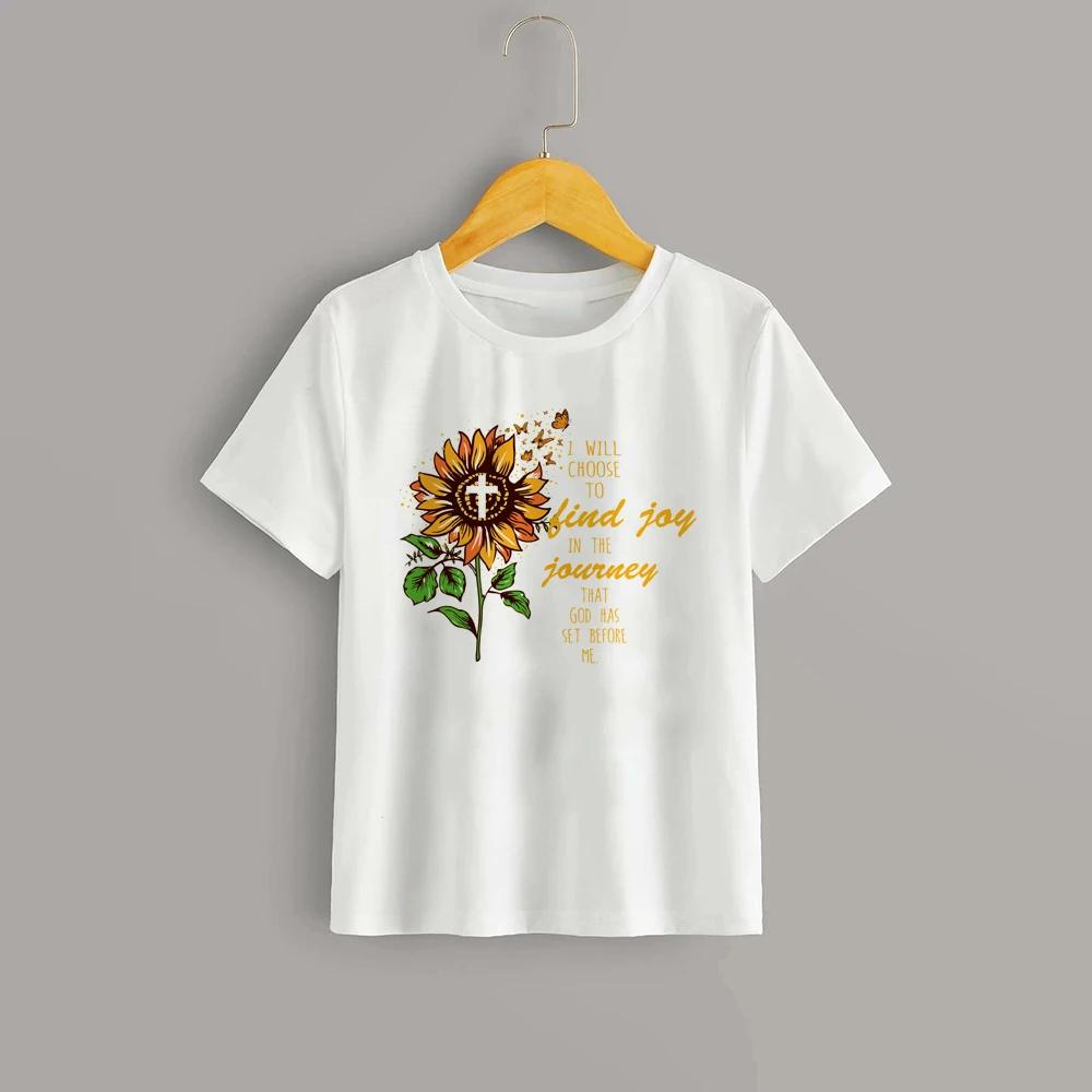 Kids Short Sleeve T Shirt Vivid Sunflower Square Art Painting Graphic Print O-Neck Fresh Floral Casual Daily Summer Fashion Top