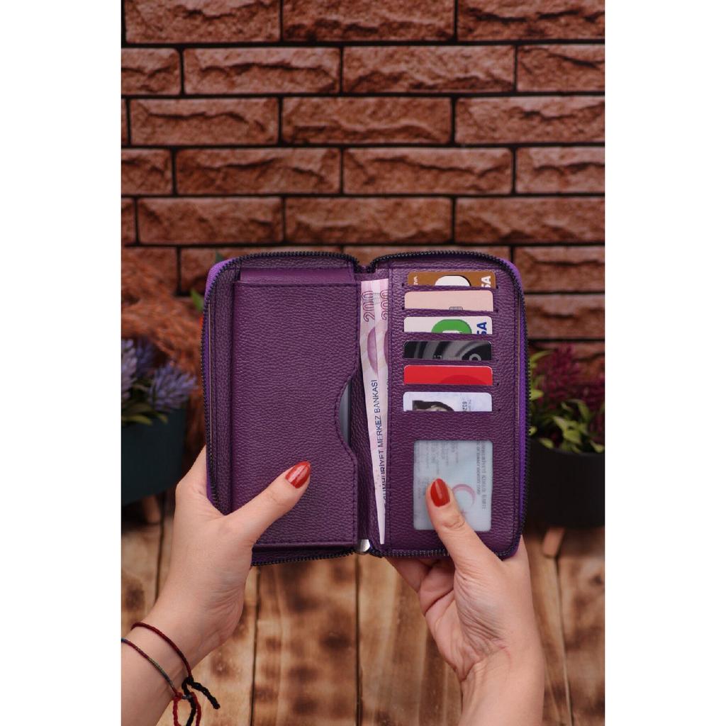 Unisex Leather Long Card Holder Wallet Portfolio With Phone Compartment
