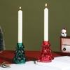 Christmas Tree Candlestick Glass Pillar Candle Holder Vintage Ribbed Taper Candle Holder for Festive Dining Table Decoration