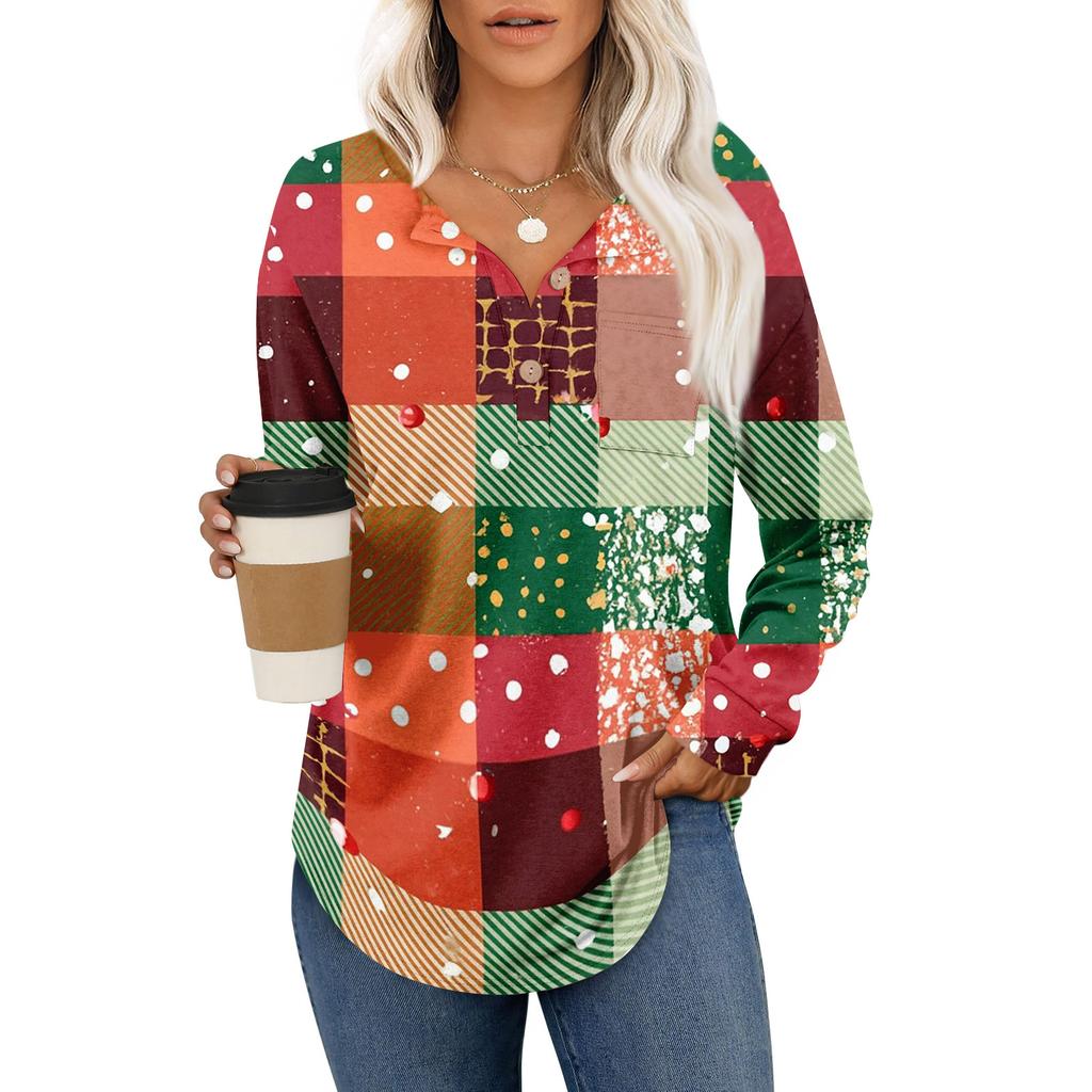 Женский модный топ с длинными рукавами в стиле ретро с принтом