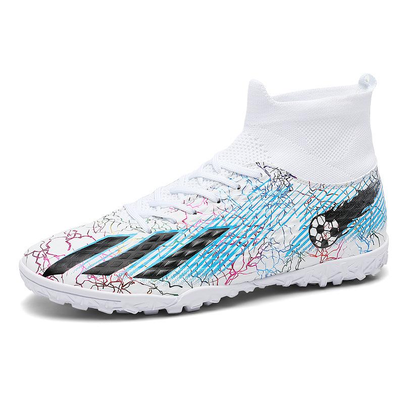 Футбольные бутсы 2025 года с высоким верхом для мальчиков и детей с шипами и шипами, соревновательные тренировочные бутсы для молодежи и студентов для искусственного газона