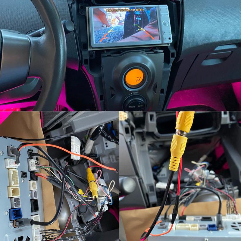 Car 4 16 Pin Male Connector Radio Back Up Reverse Camera RCA Input Plug Cable Connection Adapter For Toyota Camry RAV4 Sienna