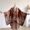 Brand Fashion Women's Winter Cashmere Shawl - Bright Floral Oil Painting Printed Pashmina Thick Wrap, Poncho & Echarpe