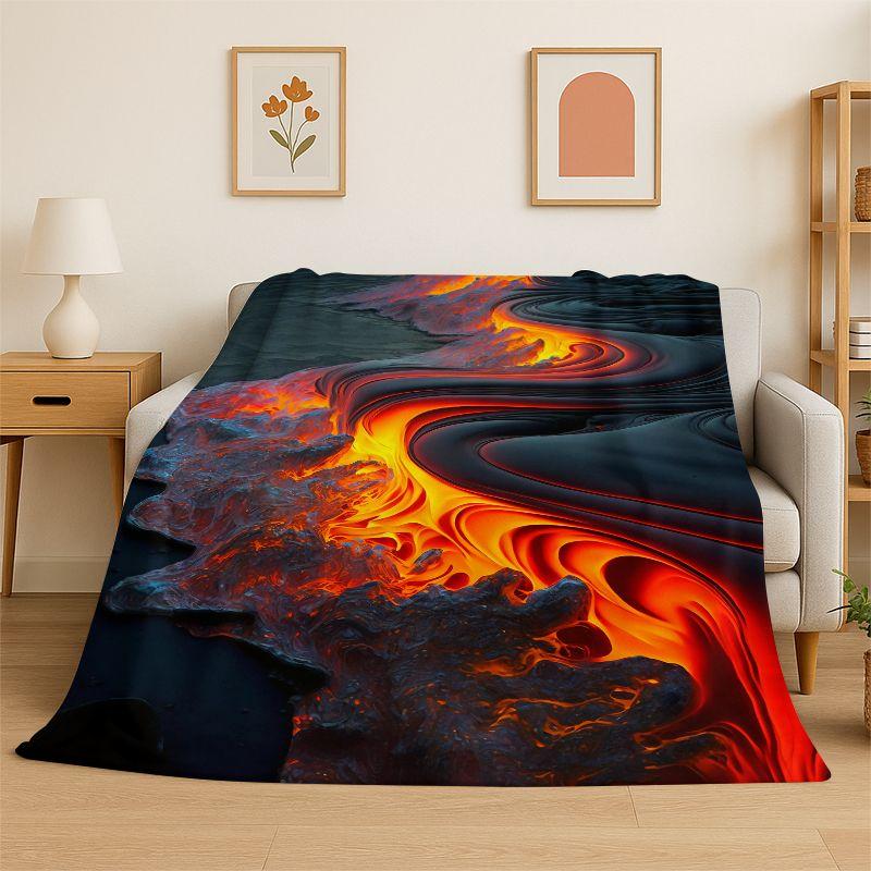 Nature Volcano Eruption Lava Magma Flannel Blanket Soft Throw Blanket for Bedroom Living Room Bed Travel Picnic Nap Cover Gift