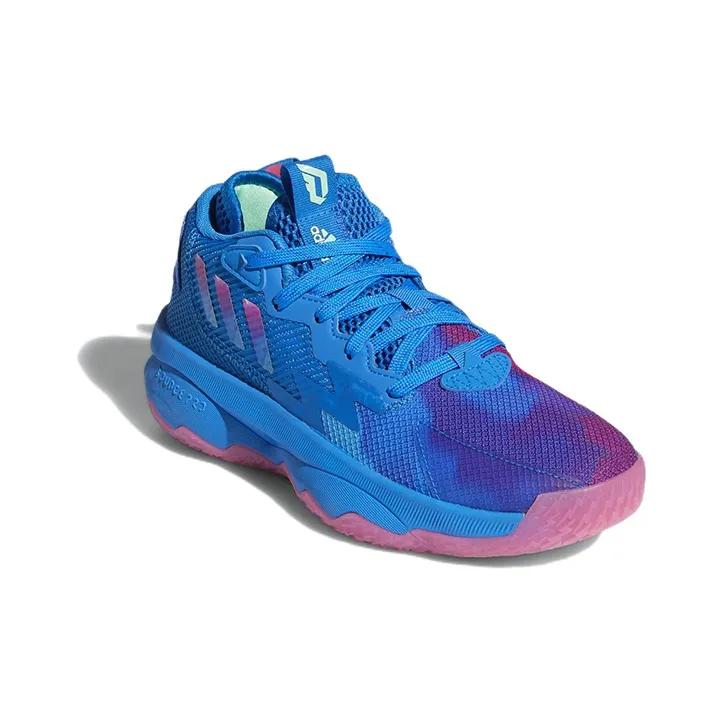 adidas D Lillard 8 Нескользящие, износостойкие, дышащие детские баскетбольные кроссовки со средним верхом, синие кроссовки GY2916