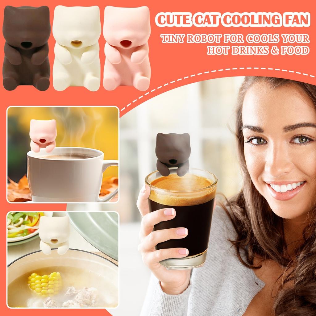 Робот для охлаждения горячих напитков и еды, портативный мультяшный милый вентилятор для кошачьей еды, 3 минуты горячей воды, чай, еда (2 схемы обдува) Кулер F
