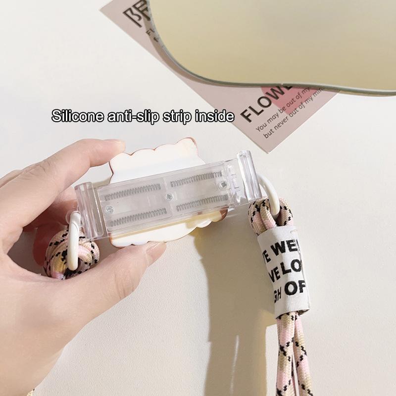 Kawaii Универсальный ремешок с зажимом для телефона, милый мультяшный длинный ремешок через плечо для женщин и девочек, нескользящий ремешок для телефона