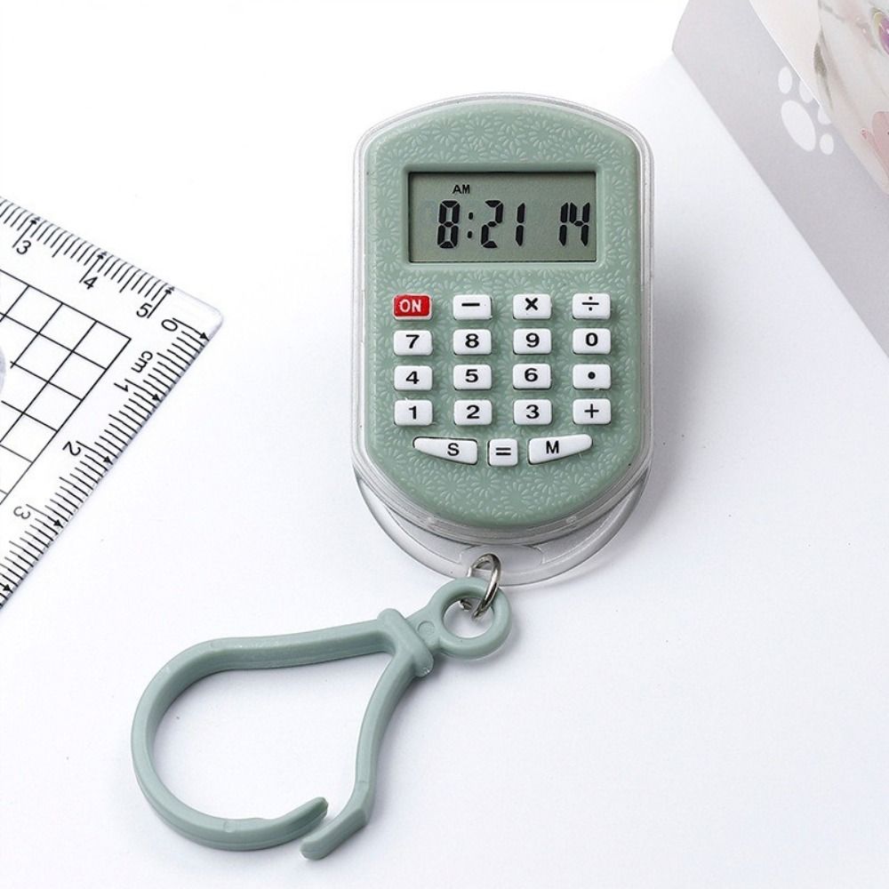 Time Display Mini Calculator 8 Digits Display Calculator Pendant Student Stationery