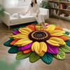 3D Sunflower Floral Plush Rug Non-Slip Backing Easy To Clean Various Sizes Living Room Rug Home Decor