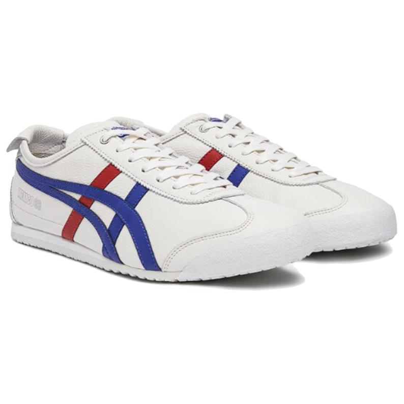 ONITSUKA TIGER Mexico 66 Удобные Универсальные Прочные Нескользящие Поддерживающие Низкие Повседневные Кроссовки Унисекс Белый Синий Красный 1183C693-100