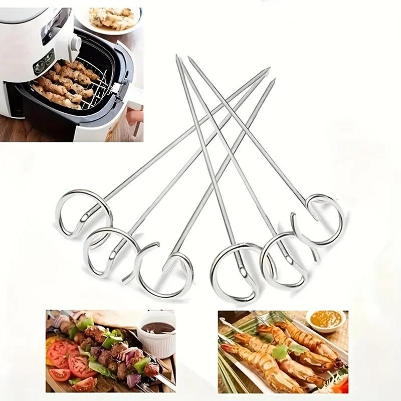 10/20Pcs Multifunctional Stainless Steel Barbecue Skewers Air Fryer Oven Vertical Baking Needle Baking Cooker Accessories