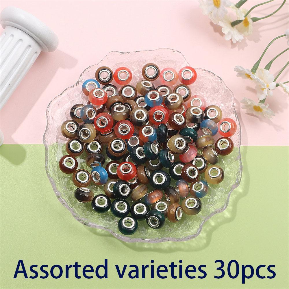 30/50/100 шт. 14 мм стеклянные европейские бусины с большим отверстием, прозрачные прокладки, свободные бусины для самостоятельного изготовления ювелирных изделий, поделок своими руками