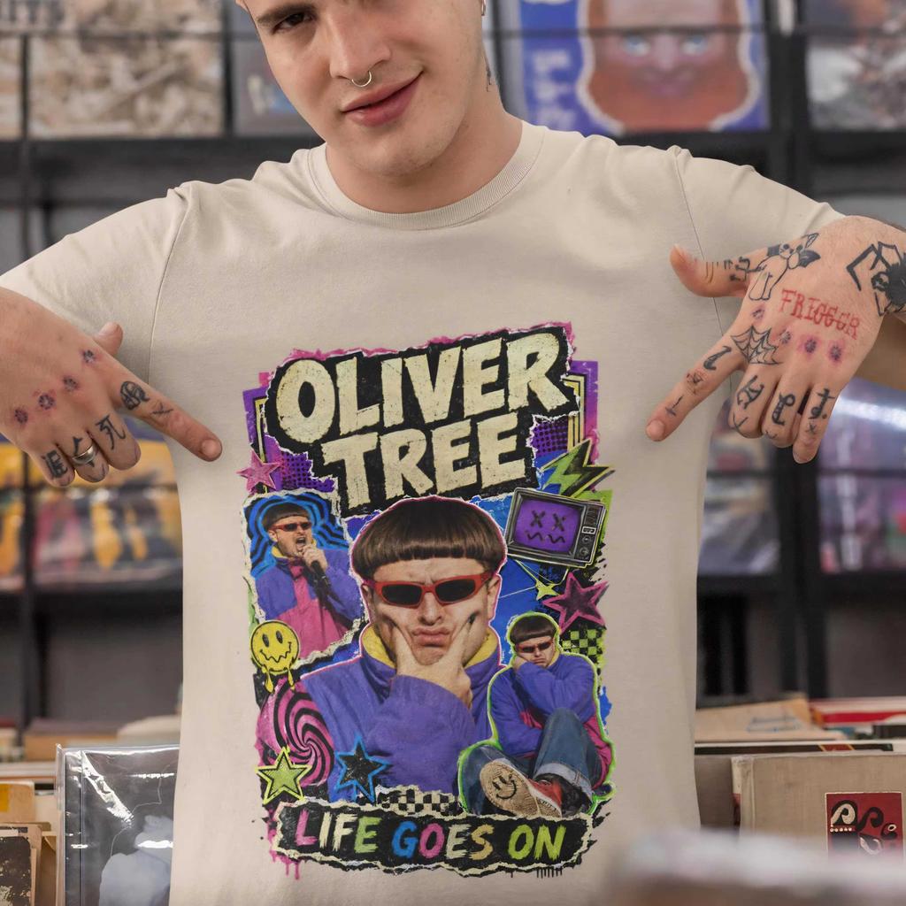 Summer Hot Sale Singer Oliver Tree Life Goes on 2026 T-shirt Y2K Unisex Casual Cotton T Shirt Print Crew Neck Short Sleeve Lightweight Casual T Shirt