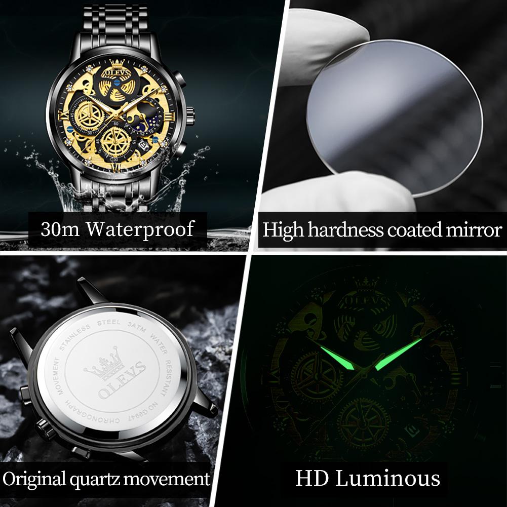 OLEVS Popular men watches fashion trendy 30m waterproof quartz watch for man date luminous Original brand Chronograph wristwatch