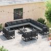Garden Sofa Set with Cushions 13 pcs Black Aluminum
