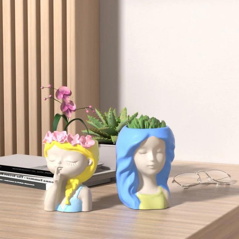 Силиконовая форма 3D, милая девушка, цветочный горшок, форма для поделок своими руками, гипсовая свеча, кристалл, эпоксидная смола, форма для домашнего декора