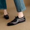 Мода 2025 Новая Осень Натуральная Кожа Женская Обувь Квадратный Носок Женские Балетки На Шнуровке Лоферы Плоская Подошва Женская Обувь