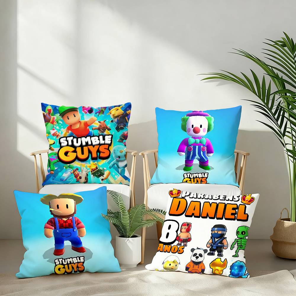 Подушка Игровая Спящая S-Stumble Guys Декоративная Наволочка Короткий Плюш Диван Декоративный Подарок Дом Двусторонняя Печать Подушка