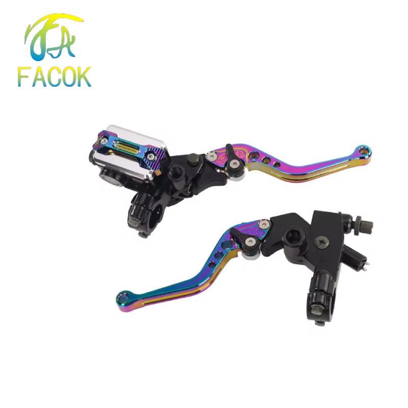 Universal 22mm CNC Aluminum Motorcycle Front Brake Master Cylinder With Clutch Handbrake Lever Assembly Colorful Anodized Finish