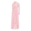 Girls Lyrical Dance Costume Keyhole Back Side Split Irregular Hem Asymmetrical Dresses