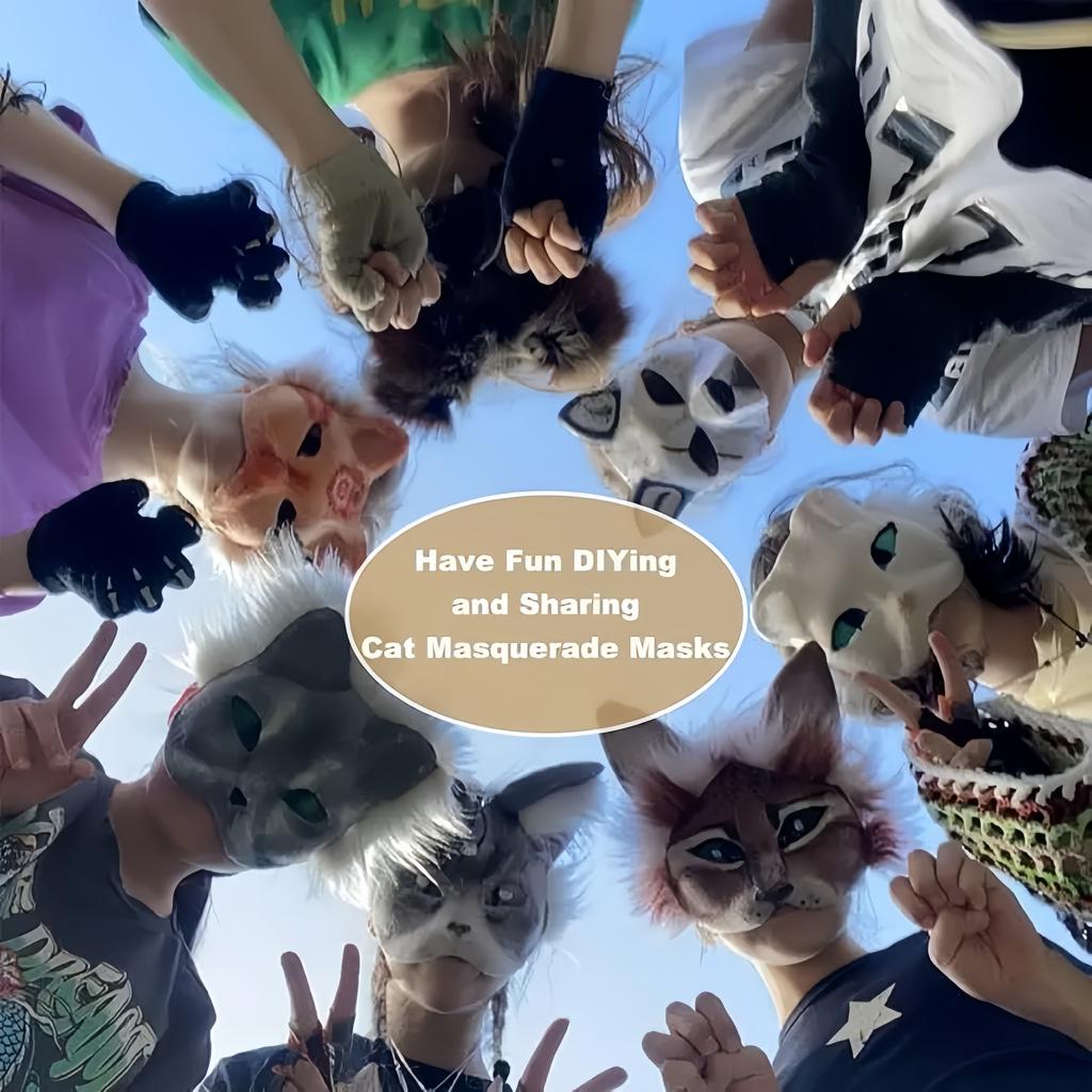 3/6 Набор для самостоятельного изготовления маски териана, маска кошки на пол-лица, расписанная вручную, маски для самостоятельного изготовления, пустая белая маска кошки для карнавала, маскарада, косплей-вечеринки