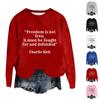 Women's Fashion Round Neck Pullover Top Long Sleeve Tee Printed Sweatshirt