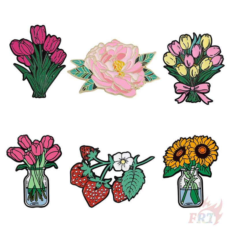 6Pcs/Set Beautiful Flowers. Bouquets Series 01 Brooches - Doodle Enamel Backpack Button Pins Badges