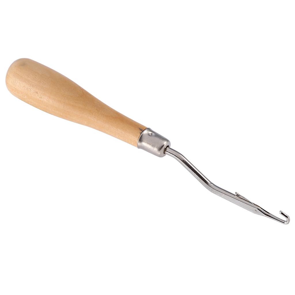 Hook Needle Wooden Handle Craft Crochet Tool for Hair Extension Hook 6.22 Inch     Rug Making
