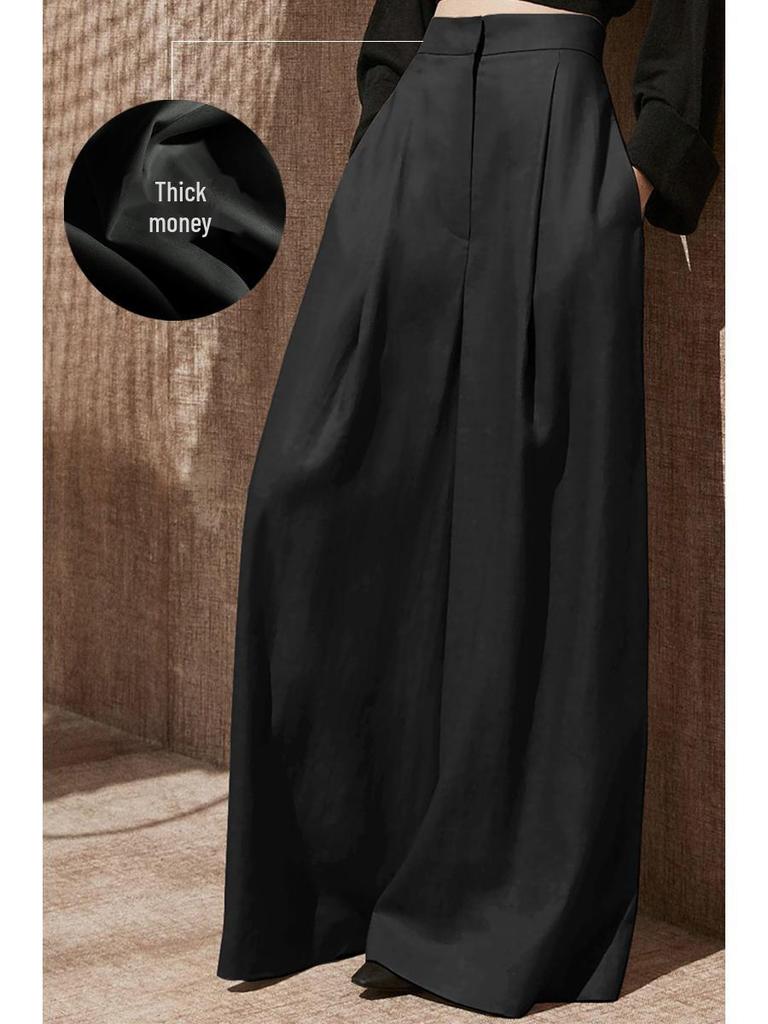 Gray High-Waist Casual Wide-Leg Pants - Women's Autumn/Winter Style