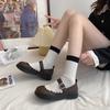 Женские туфли-лодочки на плоской подошве с мягкой подошвой и круглым носом 2026 года, новая весенне-осенняя коллекция, ретро, французский стиль, на плоской подошве, с кружевом, туфли Мэри Джейн, для юбок